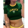 image:imageGORGLITTER Womens Brazil Crop Top Y2K Graphic Short Sleeve Crew Neck T ShirtArmy Green