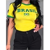 image:imageGORGLITTER Womens Brazil Crop Top Y2K Graphic Short Sleeve Crew Neck T ShirtLetter Yellow