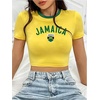 image:imageGORGLITTER Womens Brazil Crop Top Y2K Graphic Short Sleeve Crew Neck T ShirtYellow