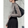 image:imageGORGLITTER Womens Mesh Long Sleeve Tops Mock Neck Frill Trim Fitted Glitter T Shirt Casual Tops Outfits