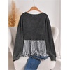 image:imageGORGLITTER Womens Plus Size Babydoll Tops Ruffle Peplum T Shirt Colorblock Striped Long Sleeve Casual Going Out OutfitsBlack