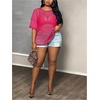 image:imageGORGLITTER Womens Plus Size Fishnet Shirt Tops Crochet See Through Short Sleeve Crew Neck Loose Y2K Fish Net Tees TopHot Pink