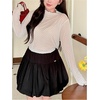image:imageGORGLITTER Womens Plus Size Polka Dots Sheer Mesh Top Dressy See Through Long Sleeve Party Layering T ShirtsWhite