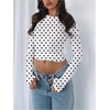 image:imageGORGLITTER Womens Polka Dots Long Sleeve Crop Tops Dressy Casual Crew Neck Date Night Fitted T ShirtsBlack and White