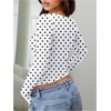 image:imageGORGLITTER Womens Polka Dots Long Sleeve Crop Tops Dressy Casual Crew Neck Date Night Fitted T ShirtsBlack and White