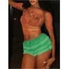 image:imageGORGLITTER Womens Short Sleeve Sheer Mesh Crop Tops Y2K See Through Letter Tees Summer Going Out TopsCoral Orange