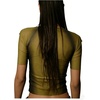 image:imageGORGLITTER Womens Short Sleeve Sheer Mesh Crop Tops Y2K See Through Letter Tees Summer Going Out TopsGreen
