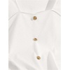 image:imageGORGLITTER Womens Sweetheart Neckline Long Sleeve Dressy Tops Metal Button Decor Elegant Ribbed T ShirtsWhite