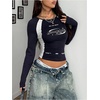 image:imageGORGLITTER Y2K Womens Graphic Long Sleeve Round Neck Crop Top