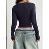 image:imageGORGLITTER Y2K Womens Graphic Long Sleeve Round Neck Crop Top