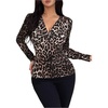 image:imageGORGLITTER Womens Cheetah Print Top Leopard Long Sleeve Y2k T Shirts Lace Up Chain Going Out TopsChocolate Brown