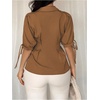 image:imageGORGLITTER Womens Cinched Waist Peplum Blouse Button Down Puff Sleeve Babydoll Shirts Business Casual Trendy TopBrown