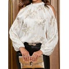 image:imageGORGLITTER Womens Cold One Shoulder Party Tops Blouse Dressy Casual Long Sleeve Work Going Out Concert Tops ShirtWhite Graphic