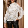 image:imageGORGLITTER Womens Cold One Shoulder Party Tops Blouse Dressy Casual Long Sleeve Work Going Out Concert Tops ShirtWhite Graphic
