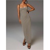 image:imageGORGLITTER Womens Crochet Backless Maxi Dress Striped Spaghetti Strap Bodycon Summer Beach Vacation Sundresses 2026Coffee