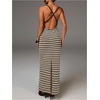 image:imageGORGLITTER Womens Crochet Backless Maxi Dress Striped Spaghetti Strap Bodycon Summer Beach Vacation Sundresses 2026Coffee
