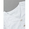 image:imageGORGLITTER Womens Floral Lace Eyelet Blouse Mesh Embroidered Short Sleeve Ruched Button Up Shirts V Neck Dressy Casual TopsWhite