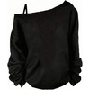 image:imageGORGLITTER Womens Graphic Off Shoulder Tops Y2k Grunge Long Sleeve Asymmetrical Neck T ShirtBlack