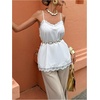 image:imageGORGLITTER Womens Lace Satin Camisole Y2K Spaghetti Strap Slit Side Sleeveless Party Cami Going Out Tops Summer BlouseWhite