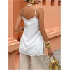 image:imageGORGLITTER Womens Lace Satin Camisole Y2K Spaghetti Strap Slit Side Sleeveless Party Cami Going Out Tops Summer BlouseWhite