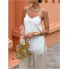 image:imageGORGLITTER Womens Lace Satin Camisole Y2K Spaghetti Strap Slit Side Sleeveless Party Cami Going Out Tops Summer BlouseWhite