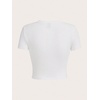 image:imageGORGLITTER Womens Letter Graphic Print Crop Tee Shirt Top Crewneck Slim Fitted Short Sleeve TShirtWhite Letter