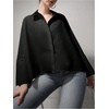 image:imageGORGLITTER Womens Oversized Button Down Shirts Dressy Collar Bell Long Sleeve Work Casual Dress Shirts Blouses TopsBlack