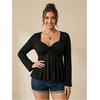 image:imageGORGLITTER Womens Plus Size Babydoll Tops Long Sleeve Peplum Ruffle Cute Sweetheart Smocked Flowy Shirts