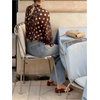 image:imageGORGLITTER Womens Polka Dots Long Sleeve Top Flowy Mesh Sheer Vintage Tie Neck Chiffon Blouses Shirts Vacation OutfitsCoffee Brown