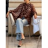 image:imageGORGLITTER Womens Polka Dots Long Sleeve Top Flowy Mesh Sheer Vintage Tie Neck Chiffon Blouses Shirts Vacation OutfitsCoffee Brown