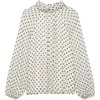 image:imageGORGLITTER Womens Polka Dots Tops Bow High Neck Lantern Long Sleeve Shirt Blouse Business Casual Teacher Tops OutfitsBeige
