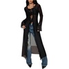 image:imageGORGLITTER Womens Sheer Cardigan Mesh Ruffle Bell Long Sleeve Tie Front Tops Y2K See Through Goth Alternative ClothesBlack