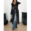 image:imageGORGLITTER Womens Sheer Cardigan Mesh Ruffle Bell Long Sleeve Tie Front Tops Y2K See Through Goth Alternative ClothesBlack