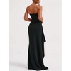 image:imageGORGLITTER Womens Strapless Formal Maxi Dress High Slit Ruched Bodycon Elegant Tube Dresses Going Out Birthday OutfitsBlack