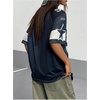 image:imageGORGLITTER Womens V Neck Graphic Jersey Top Mesh Oversized Star amp Number Print Half Sleeve T ShirtBlue