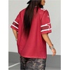 image:imageGORGLITTER Womens V Neck Graphic Jersey Top Mesh Oversized Star amp Number Print Half Sleeve T ShirtRed