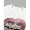 image:imageMens Lip Pattern Graphic Tees Loose Short Sleeve Crewneck T Shirts Y2k Streetwear TopWhite