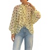 image:imageGORGLITTER Womens Polka Dots Long Sleeve Top Flowy Mesh Sheer Vintage Tie Neck Chiffon Blouses Shirts Vacation OutfitsYellow