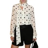 image:imageGORGLITTER Womens Polka Dots Scarf Shirt Chiffon Long Sleeve Button Down Shirts Vintage Business Casual TopsBlack and White