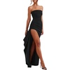 image:imageGORGLITTER Womens Strapless Formal Maxi Dress High Slit Ruched Bodycon Elegant Tube Dresses Going Out Birthday OutfitsBlack