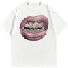 image:imageMens Lip Pattern Graphic Tees Loose Short Sleeve Crewneck T Shirts Y2k Streetwear TopWhite