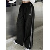 image:imageGORGLITTER Womens Baggy Leopard Cheetah Print Pants Wide Leg Striped Flare Y2k Cool Sweatpants TrousersSolid Black