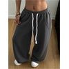 image:imageGORGLITTER Womens Barrel Sweatpants Y2K Elastic Waist Baggy Sweats Lightweight Oversized Trousers PantsDark Grey
