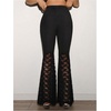 image:imageGORGLITTER Womens Floral Lace Bell Bottom Pants Sheer Mesh Flare Leg Elastic High Waist Trendy Sexy Long TrousersLace Black