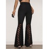 image:imageGORGLITTER Womens Floral Lace Bell Bottom Pants Sheer Mesh Flare Leg Elastic High Waist Trendy Sexy Long TrousersLace Black