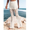 image:imageGORGLITTER Womens Lace Going Out Pants Flare Mesh High Waisted Sexy Sheer Bell Bottom Trousers Leggings Rave OutfitsWhite