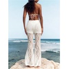 image:imageGORGLITTER Womens Lace Going Out Pants Flare Mesh High Waisted Sexy Sheer Bell Bottom Trousers Leggings Rave OutfitsWhite