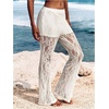 image:imageGORGLITTER Womens Lace Going Out Pants Flare Mesh High Waisted Sexy Sheer Bell Bottom Trousers Leggings Rave OutfitsWhite