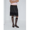 image:imageGORGLITTER Womens Lace Slip Skirt Silk Satin Low Rise Skirt Y2k Cute Going Out Midi Flowy UnderskirtBlack