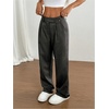 image:imageGORGLITTER Womens Pleated Wide Leg Dress Pants Baggy Button Fly Suit Pants Dressy Trousers with PocketsDark Grey
